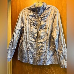 Chico’s Ruffled Jacket Subtle Print Metallic Lilac size 3